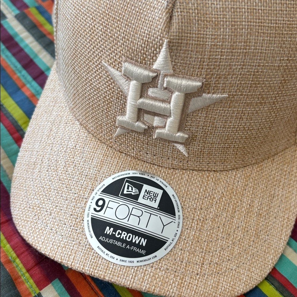 New Era Beige Textured hemp Houston Astros Cap cool era micro adjustable nwt - Picture 2 of 13